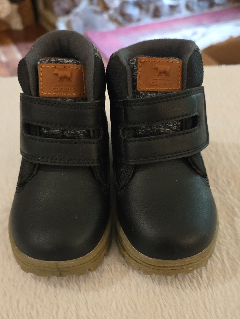 Carter's Black and Tan Toddler Double-Strap Boots